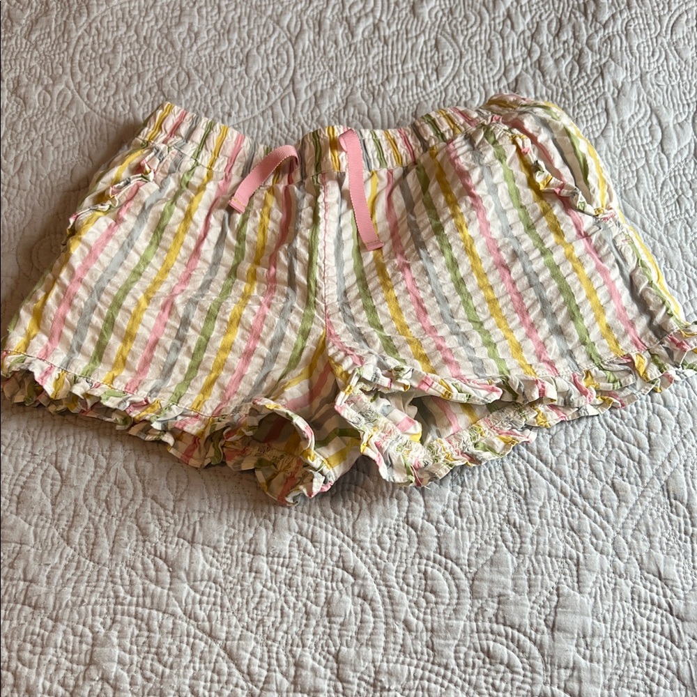 Boden Striped Kids Shorts - Pink, Green, Yellow